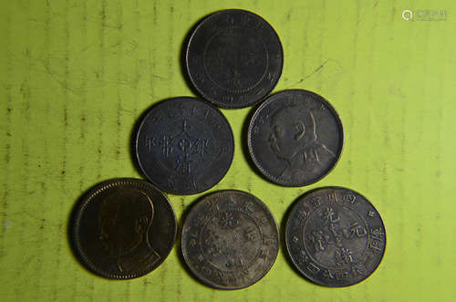 Set Of Six Chinese Old Coins