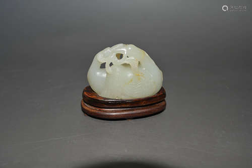 Chinese Carved White Jade Duck