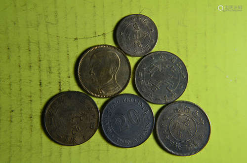 Set Of Six Chinese Old Coins