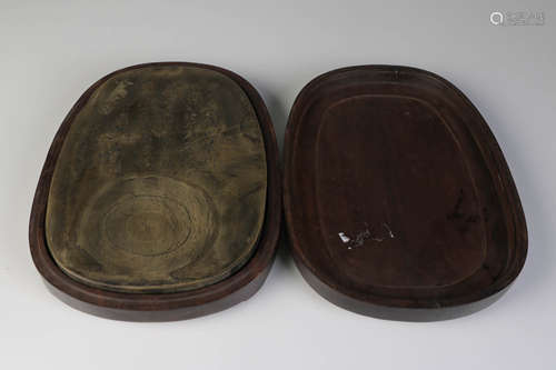 Chinese Song Hua Republic Ink Stone w/ Wood Box