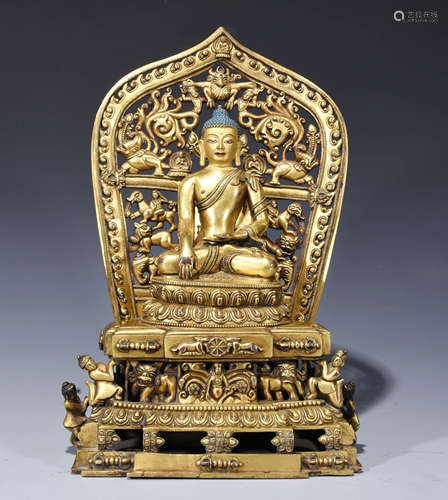 Chinese Gilt Bronze Shi Jia Mo Ni Buddha