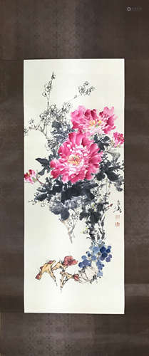 Chinese Ink/Color Scroll Painting, Signed