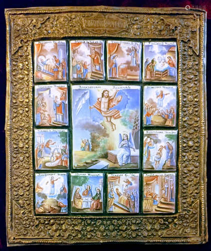 Finift Russian icon of Resurrection of Christ Feas