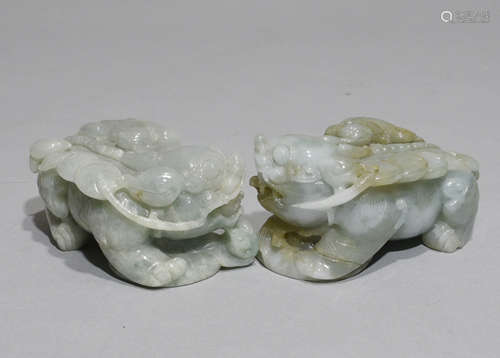 Pair Of Chinese Jade Lion