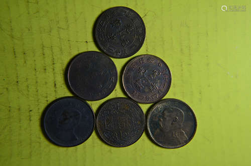 Set Of Six Chinese Old Coins