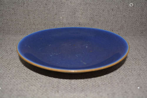 Chinese Blue Glazed Porcelain Charger