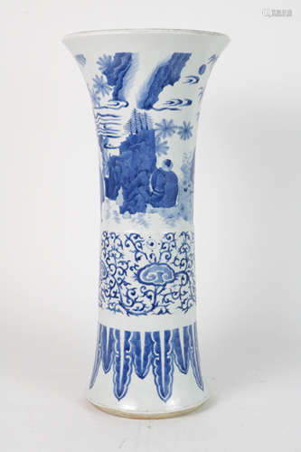 18th C. Blue and White Porcelain Gu Shae Vase