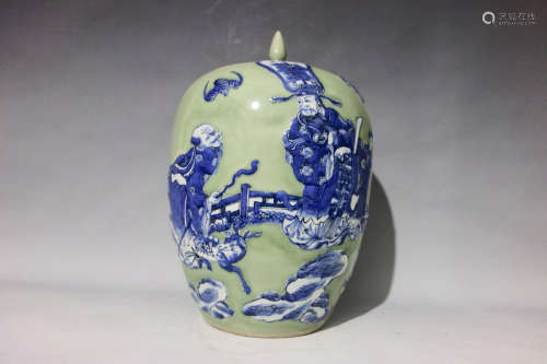 Chinese Bean Color Glaze Porcelain Jar
