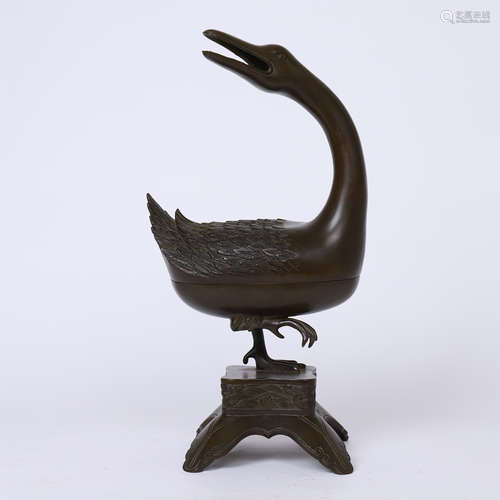 CHINESE COPPER DUCK INCENSE CAGE