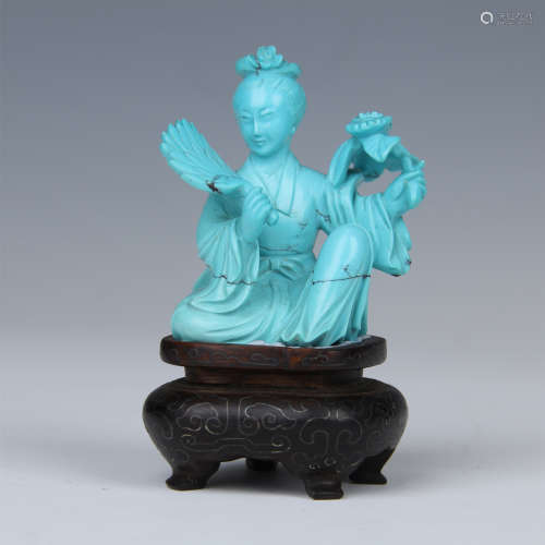 CHINESE TURQUOISE SEATED BEAUTY TABLE ITEM