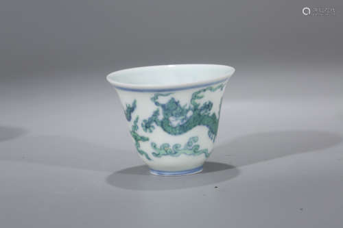 Chinese Doucai porcelain cup, Ming mark.