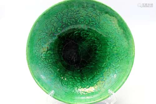 Chinese green glaze pottery bowl.