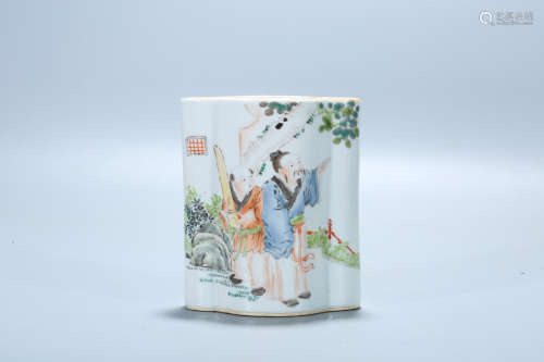 Chinese Qianjiangcai porcelain brush pot.