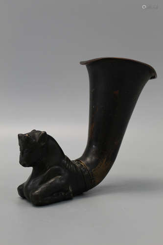 Antique bronze libation cup.