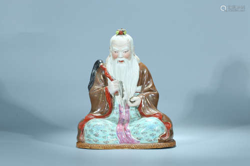 Chinese famille rose porcelain figure of an immortal.