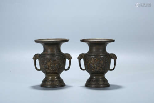 Pair of Chinese bronze vases.