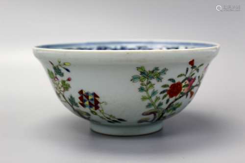 Chinese famille rose, blue and white porcelain bowl,