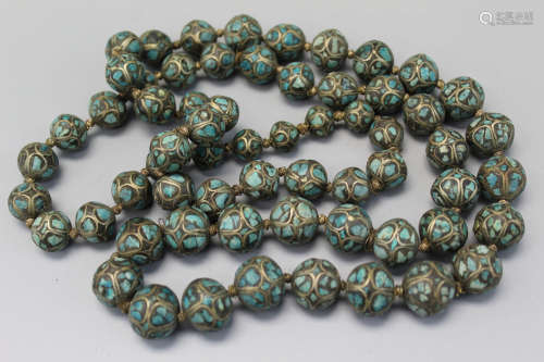Tibetan turquoise beaded necklace.