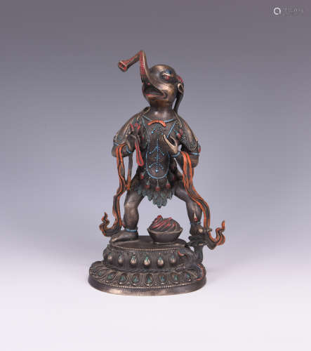 Chinese bronze statue of God of Wealth.