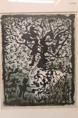 Mysterious Echo, limited edition of wood block print,