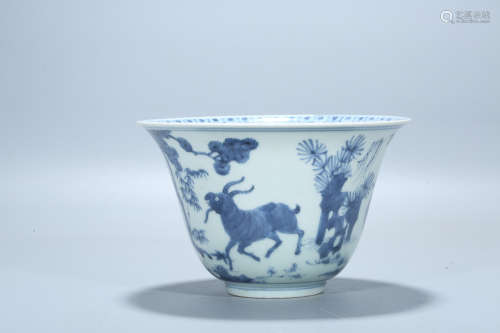 Chinese blue and white porcelain bowl, Ming mark.