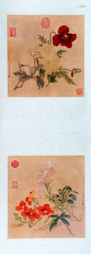 Chinese water color painting on paper scroll, attribute to Jiang Ting Xi.
