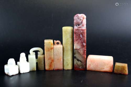 Group of Chinese carved stone seals.