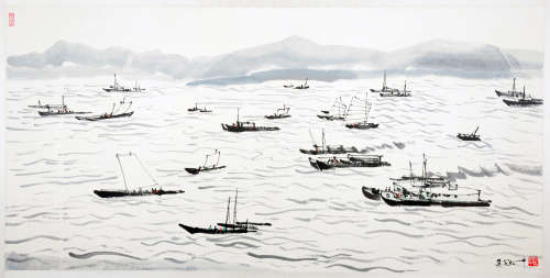 Chinese water color painting on paper, attribute to Wu Guan Zhong.