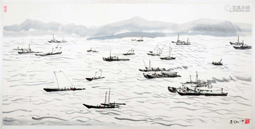 Chinese water color painting on paper, attribute to Wu Guan Zhong.