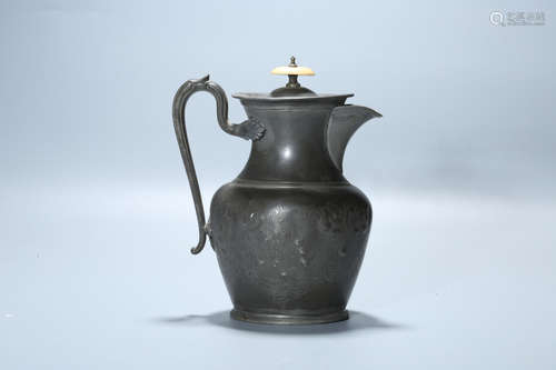 Chinese pewter teapot.