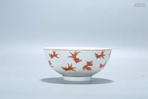 Chinese iron red porcelain bowl, Guangxu mark.