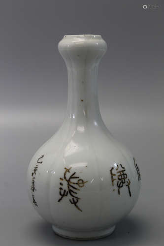 Chinese garlic mouth porcelain vase, 19th Century.