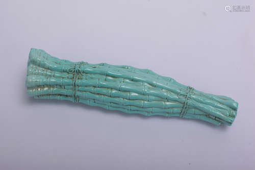 Chinese turquoise glazed porcelain bamboo, Qianlong mark.