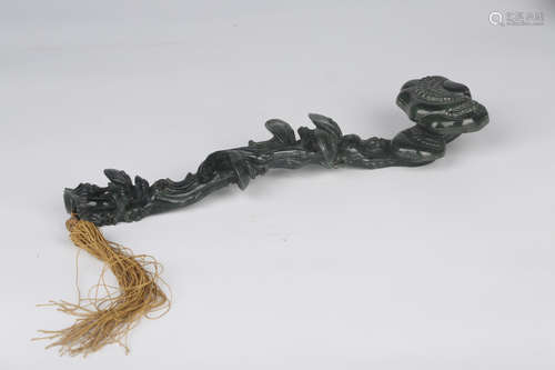 Chinese carved wood Ruyi scepter.