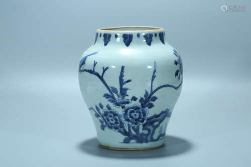 Chinese blue and white porcelain jar.