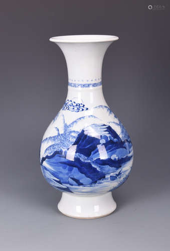 Chinese blue and white porcelain vase, marked.