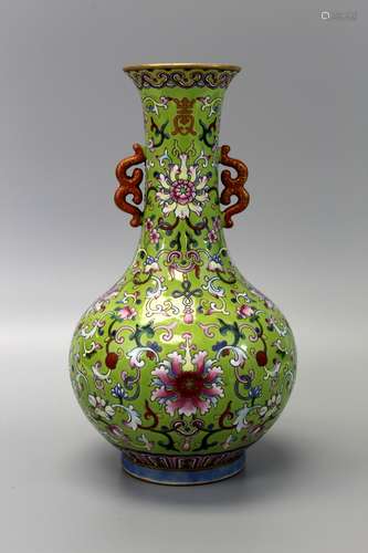 Chinese famille rose porcelain vase, Qianlong mark.