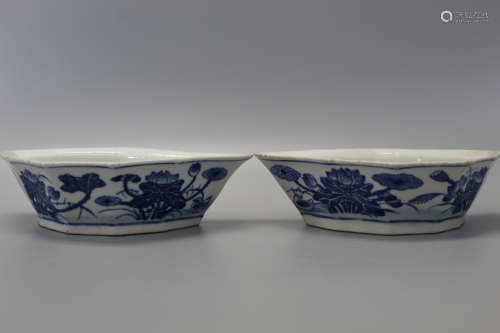 Two Chinese blue and white porcelain bowls.
