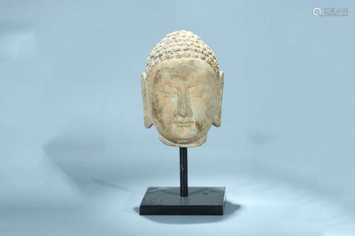 Chinese carved stone buddha head.