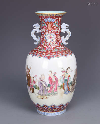 Chinese famille rose porcelain vase, Jiaqing mark.