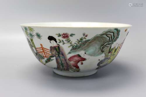 Chinese famille rose porcelain bowl, Guangxu mark.