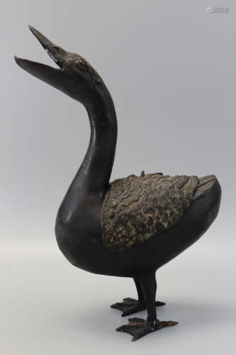 Chinese antique bronze duck incense burner.