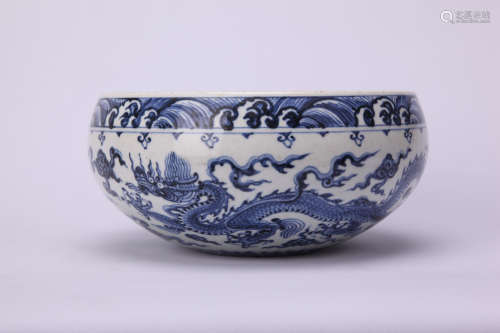 Chinese blue and white porcelain washer.