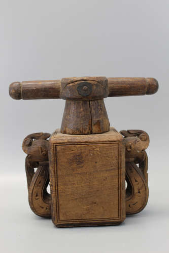 Antique Indian wood grinder or juicer.