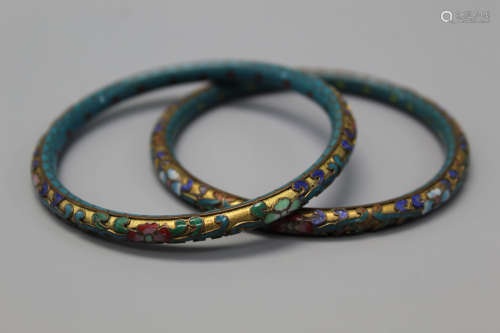 Two Chinese cloisonne bangles.