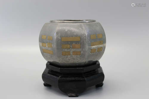 Chinese pewter Taoist incense burner