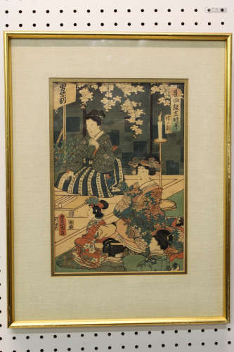 Japanese wood block print, Utagawa Toyokuni (Kunisada).