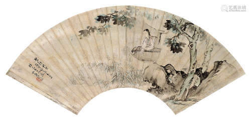 沙馥（1831～1906） 碧梧秋思 立轴 设色笺本