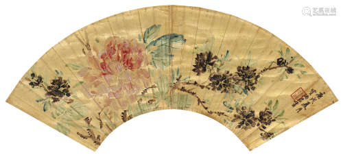 顾宝珊（1845～1894） 国色天香 立轴 设色金笺
