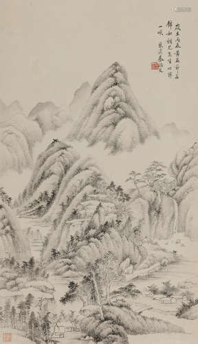 秦柄文（1830～1873） 1856年作 深山闲居 立轴 设色纸本